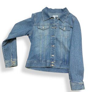 Vintage Trucker Jacket Women’s‎ Blue Jean L Boho Coastal Cowgirl Fall 04" Y2K